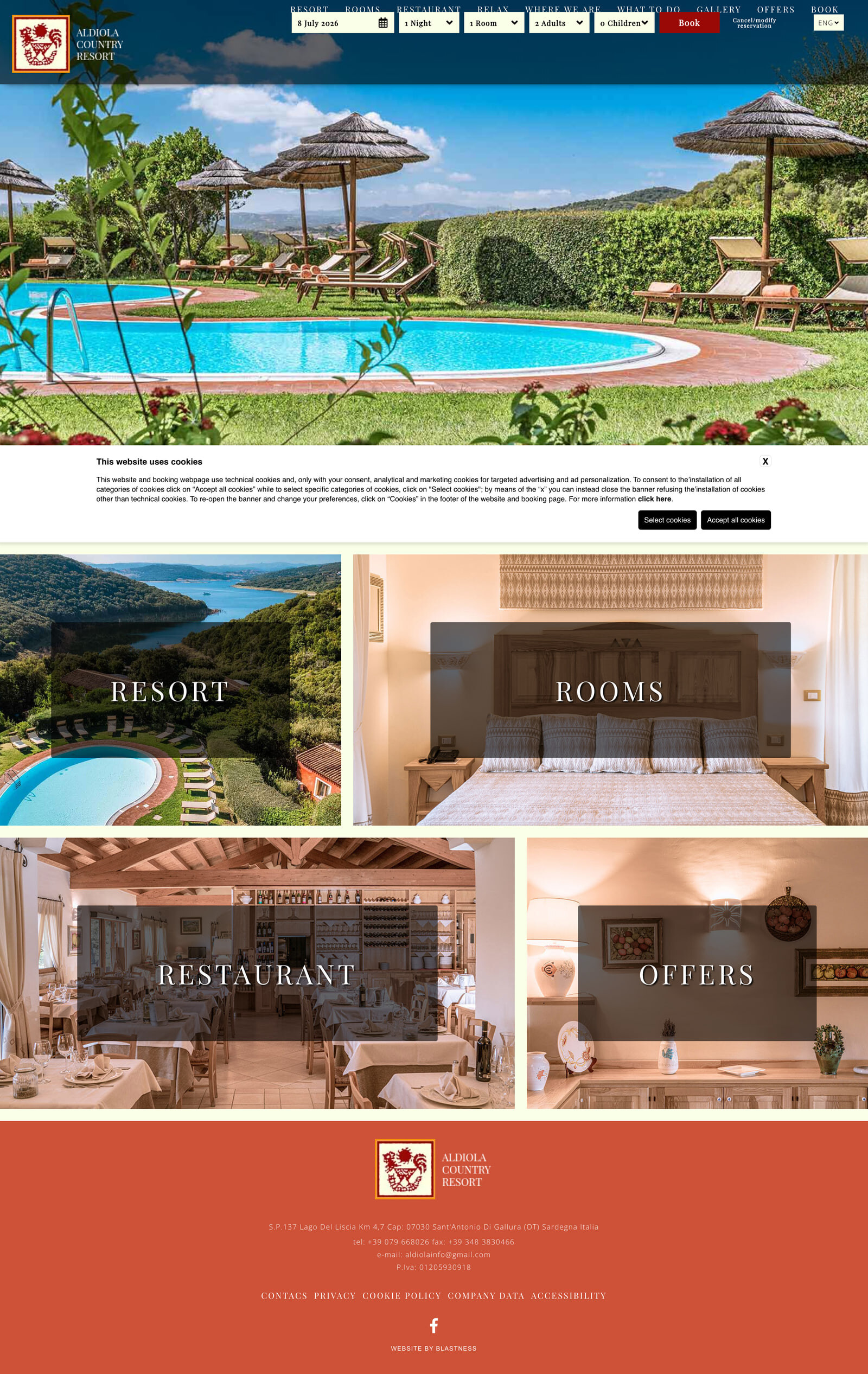 Aldiola Country Resort — original website, before the rebuild