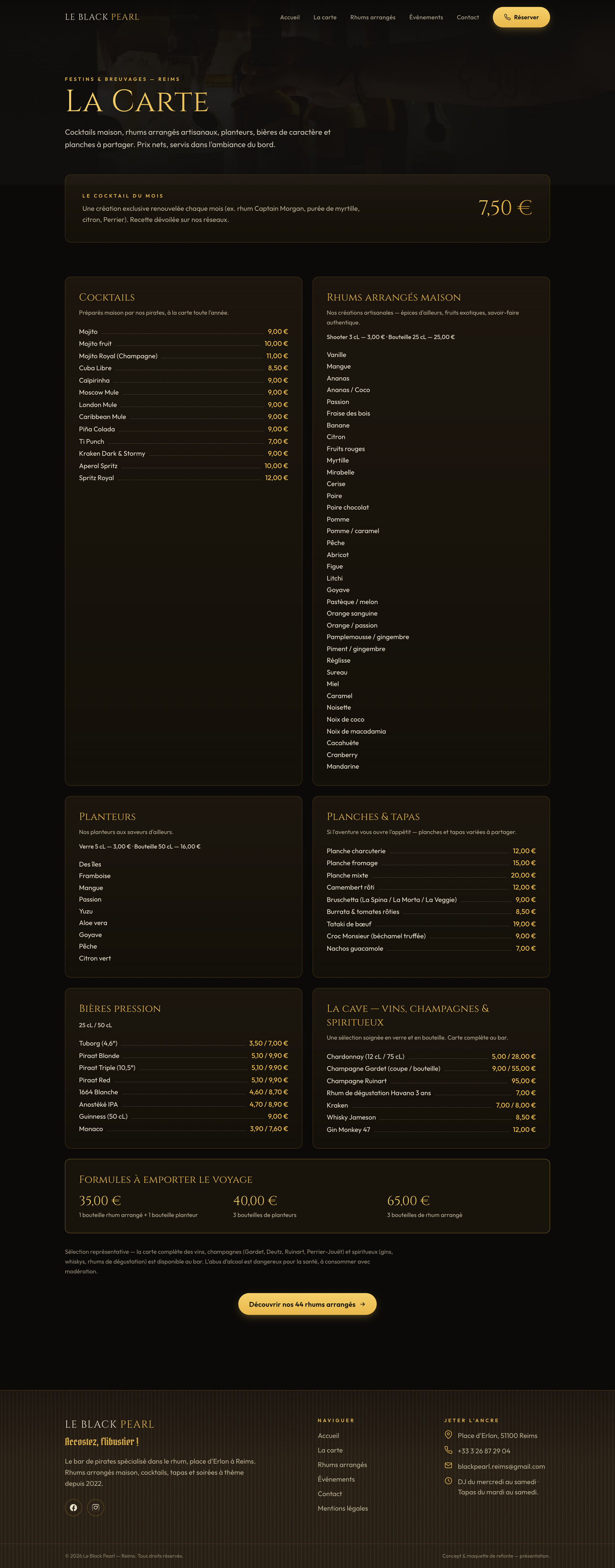 Le Black Pearl — carte page