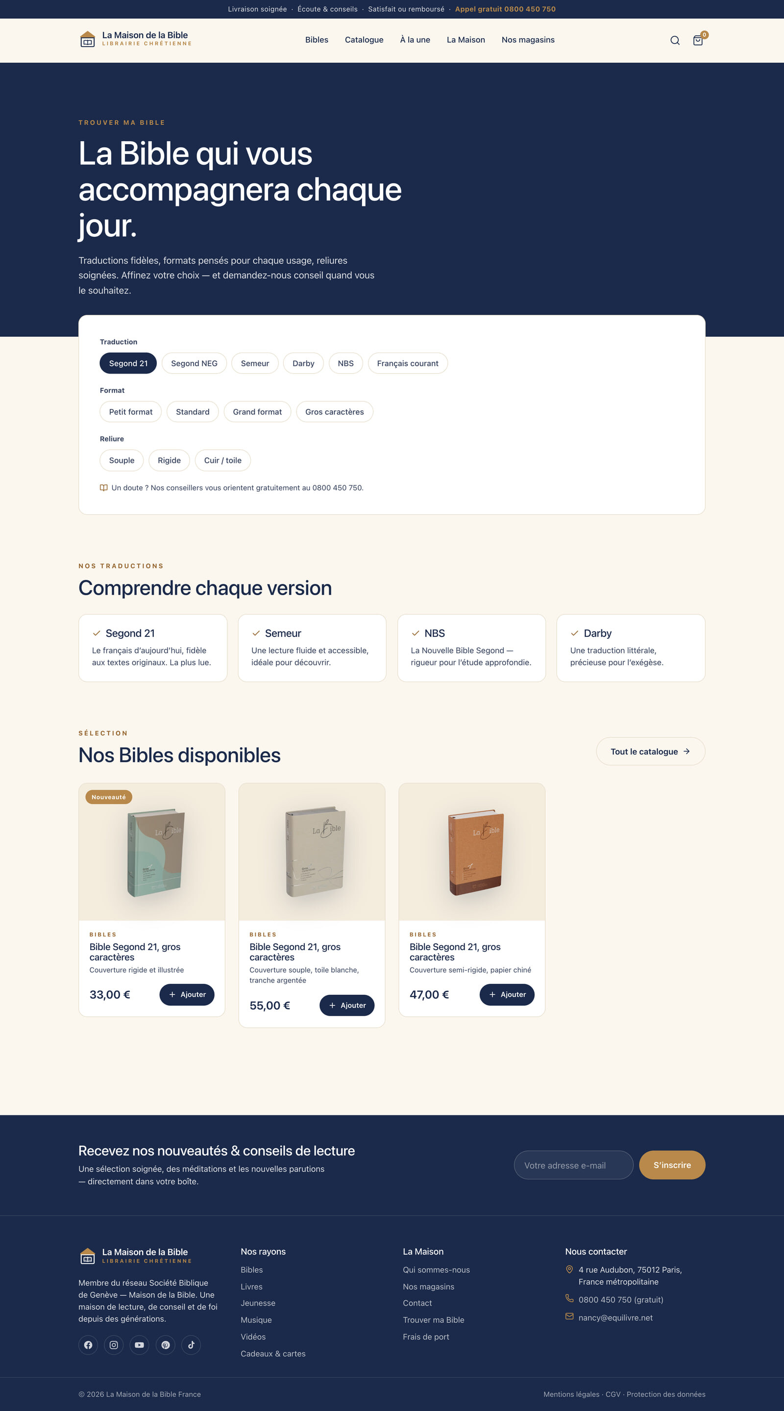 La Maison de la Bible — bibles page