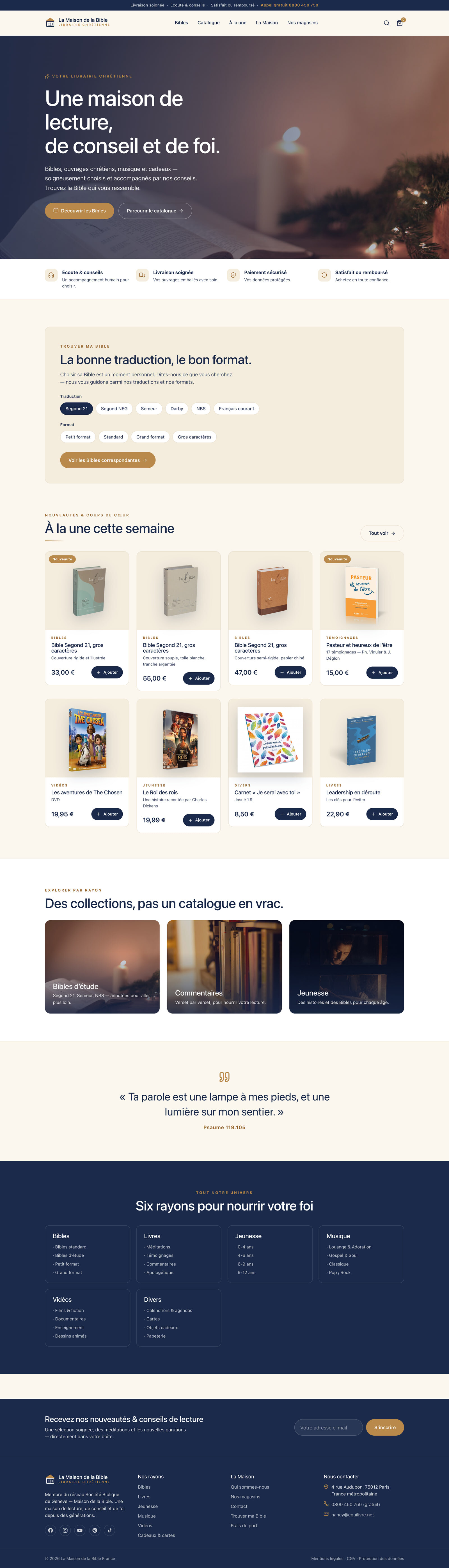 La Maison de la Bible — rebuilt homepage