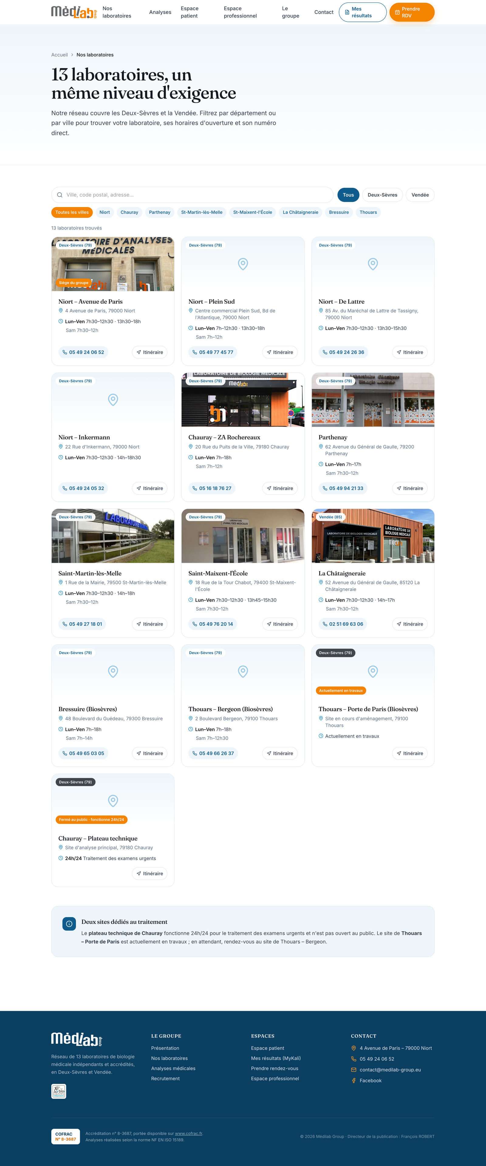 Médilab-Group — laboratoires page